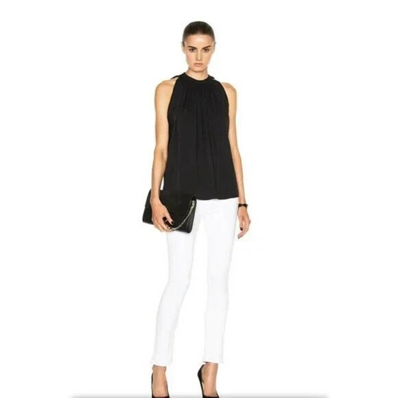 NWT HELMUT LANG Crepe Halter Top Black Tie Textured Blouse Sleeveless Sh… - Picture 1 of 8